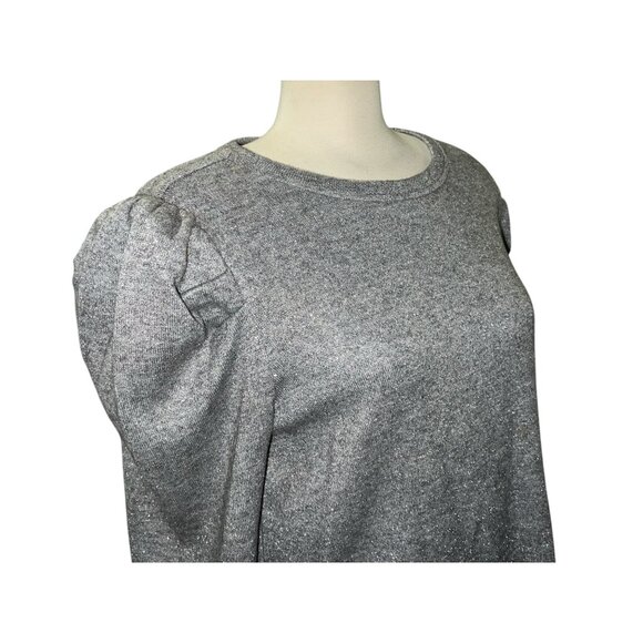 Les Serein Silver Puff Sleeve Sweater Womens Sz XXL Lightweight Rayon Blend Crew - Picture 11 of 11